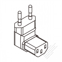 Adapter Plug, European Angle Type to IEC 320 C13 Female Connector 3 to 3-Pin 10A 250V