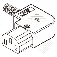 IEC 320 C13 Connector 3-Pin PA High-temp.-resistance material, Screw type, Right Angle10A International