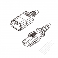 US/Canada 3-Pin IEC 320 Sheet E Plug to IEC 320 C13 Power cord set (HF - Halogen free) 1.8M (1800mm) Black (SVE 18/3C/60C )