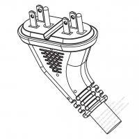 USA/Canada NEMA 5-15P Twin Elbow AC Plug, 2 P/ 3 Wire Grounding 15A 125V