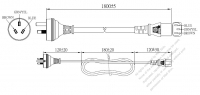 Australia 3-Pin Plug To IEC 320 C13 AC Power Cord Set Molding (PVC) 1.8M (1800mm) Black ( H05VV-F 3G 0.75mm² )