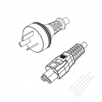 Argentina 3-Pin Plug to IEC 320 C5 Power Cord Set (PVC) 1.8M (1800mm) Black  (H03VV-F 3G 0.75MM2 )