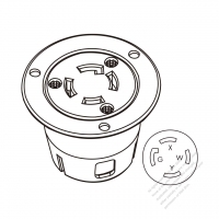 USA/Canada Locking Flanged Outlet NEMA L14-30R, 3 P 4 Wire Grounding 30A 125V/250V