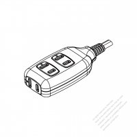 Japanese Type Power Strip 2-Pin 3 outlets, Shutter Protection 15A 125V