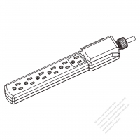 USA/ Canada Type Power Strip NEMA 5-15R outlet x 6,3-Pin 15A 125V