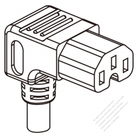 USA/Canada IEC 320 C15 Connectors 3-Pin Angle 7A 10A 125V, 10A 250V