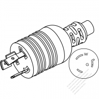 USA/Canada NEMA L7-20P Twist Locking AC Plug, 2 P/ 3 Wire Grounding 20A 277V