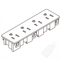 USA/Canada NEMA 5-15R Outlet x 4, 2 P 3 Wire Grounding 15A 125V