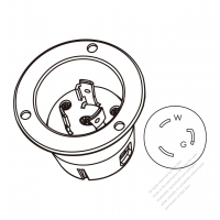 USA/Canada Locking Flanged Inlet NEMA L5-20P, 2 P 3 Wire Grounding 20A 125V