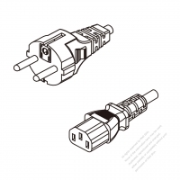 Russia 3-Pin Plug To IEC 320 C13 AC Power Cord Set Molding (PVC) 1.8M (1800mm) Black ( H05VV-F 3G 0.75mm2 )