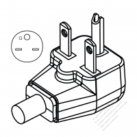 USA/Canada NEMA 6-15P Elbow AC Plug, 2 P/ 3 Wire Grounding 15A 250V