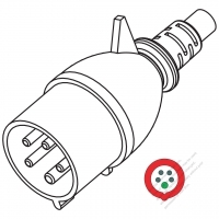 IEC 309  (3P+N+E ) IP 44 Splash proof AC Plug, 32A 400V(6H)