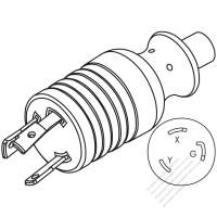 USA/Canada NEMA L6-30P Twist Locking AC Plug, 2 P/ 3 Wire Grounding 30A 250V