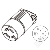 USA/Canada Twist-Lock Connector 	(NEMA L14-30R)  4-Pin Straight, 3 P, 4 Wire Grounding, 30A 125V/250V