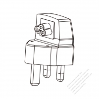 Adapter Plug, UK Angle Type to IEC 320 C5 Female Connector 3 to 3-Pin 2.5A 250V