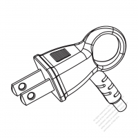 USA/Canada NEMA 1-15P Elbow AC Plug, 2 P/ 2 Wire Non-Grounding, elbow AC Plug, 15A 125V