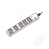 Japanese Type Power Strip 2-Pin 5 outlets, 15A 125V