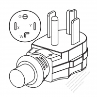 USA/Canada NEMA 14-30P 30AMP, 3 P/ 4 Wire Grounding, Elbow AC Plug, 125V/250V