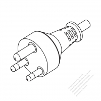 India 3-Pin AC Plug, 6A 10A 250V