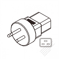 Adapter Plug, Greek to IEC 320 C19 Female Connector 3 to 3-Pin 16A 250V