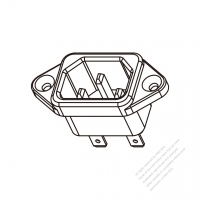 AC Socket IEC 60320-1 (C14) Appliance Inlet  (rivet), Screw Type, 10A/15A 250V