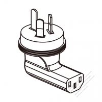 Adapter Plug, Australian Angle Type to IEC 320 C13 Female Connector 3 to 3-Pin 10A 250V