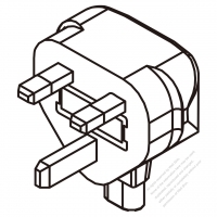 Adapter Plug, UK Angle Type to IEC 320 C1 Female Connector 3 to 2-Pin 0.2A