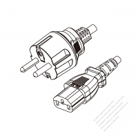 Europe 3-Pin Plug to IEC 320 C13 Power Cord Set (PVC) 1.8M (1800mm) Black  (H05VV-F 3G 0.75MM2 )