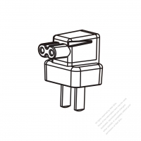 Adapter Plug, China Angle Type to IEC 320 C7 Female Connector 2 to 2-Pin 2.5A 250V