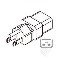 Adapter Plug, USA to IEC 320 C19 Female Connector 3 to 3-Pin 15A 125V
