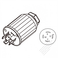 USA/Canada Twist-Lock 	(NEMA L14-20P)  4-Pin Straight plug, 3 P, 4 Wire Grounding 20A 125V/250V