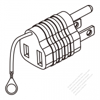 US Adapter Plug NEMA 5-15P to 1-15R Connector 3 to 2-Pin