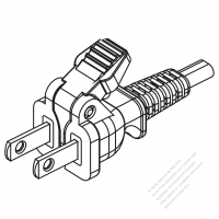 USA/Canada NEMA 1-15P Straight AC Plug, 2 P/ 2 Wire Non-Grounding, 15A 125V