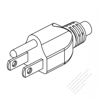 USA/Canada NEMA 5-15P Straight AC Plug, 2 P/ 3 Wire Grounding 15A 125V