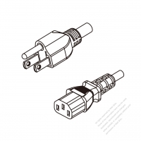 Japan 3-Pin Plug To IEC 320 C13 AC Power Cord Set Molding (PVC) 1.8M (1800mm) Black (VCTF 3X0.75MM Round )