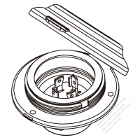 USA/Canada Locking Flanged Inlet NEMA L14-30P, 3 P 4 Wire Grounding 30A 125V/250V