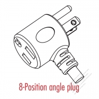 Taiwan/ Japan 3-Pin T Shape straight AC Plug, 7~15A 125V