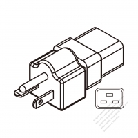 Adapter Plug, USA (5-20P) to IEC 320 C19 Female Connector 3 to 3-Pin 20A 125V
