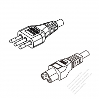 Italy 3-Pin Plug To IEC 320 C5 AC Power Cord Set Molding (PVC) 0.8M (800mm) Black ( H05VV-F 3G 0.75mm2 )