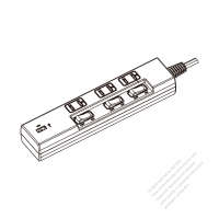 Japanese Type Power Strip (USB) 2-Pin outlet x 3, USB charger x 1, 5V 1A