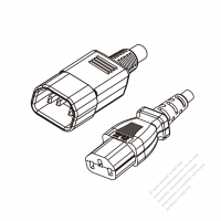 UK 3-Pin IEC 320 Sheet E Plug to IEC 320 C13 Power cord set (HF - Halogen free) 1.8M (1800mm) Black (H05Z1Z1-F 3X0.75MM )