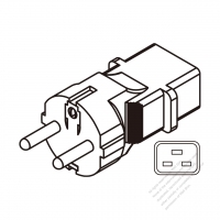 Adapter Plug, European to IEC 320 C19 Female Connector 3 to 3-Pin 16A 250V