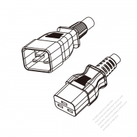 US/Canada 3-Pin IEC 320 Sheet I Plug to IEC 320 C19 Power Cord Set (PVC) 1.8M (1800mm) Black  (SJT 16/3C/105C  )