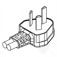 China 3-Pin Angle Type AC Plug, 6A, 10A, 250V