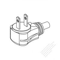 USA/Canada NEMA 1-15P Elbow AC Plug, 2 P/ 2 Wire Non-Grounding, elbow AC Plug, 15A 125V