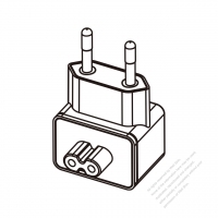 Adapter Plug, Brazilian, Angle Type to IEC 320 C7 Female Connector 2 to 2-Pin 2.5A 250V