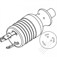 USA/Canada NEMA L5-30P Twist Locking AC Plug, 2 P/ 3 Wire Grounding 30A 125V/250V