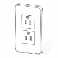 USA/Canada NEMA 5-15P Socket (x2) with panel 15A 125V