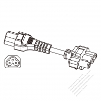 Notebook Adapter Plug, IEC 320 Sheet A to Dell notebook, 3 to 3-Pin 2.5A