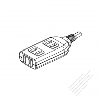 Japanese Type Power Strip 2-Pin 3 outlets, 15A 125V